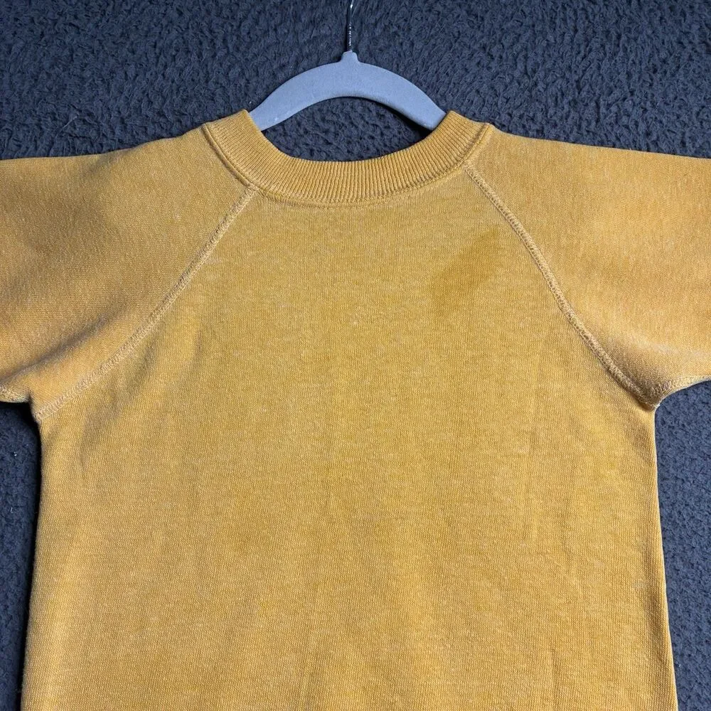 Vintage 60s Penney's Short Sleeve Sweatshirt Gold Yellow Raglan Kids Youth Small